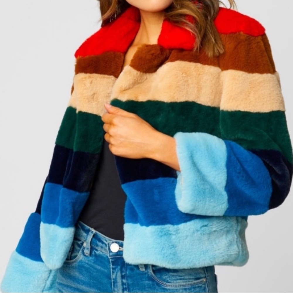 Blank NYC Multicolor Faux Fur Jacket
